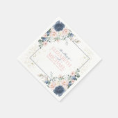 Light Dusty Blue Blush Pink Gold Floral Weddenscha Servet (Hoek)