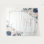 Light Dusty Blue Blush Pink Gold Floral Weddenscha Wandkleed (Voorkant (horizontaal))