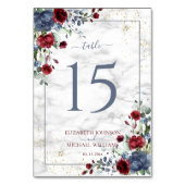 Light Dusty Blue Burgundy Floral Photo Wedding Kaart (Achterkant)