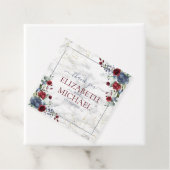 Light Dusty Blue Burgundy Floral Wedding Bedankjes Labels (In situ)