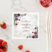 Light Dusty Blue Burgundy Floral Wedding Servet (Insitu)