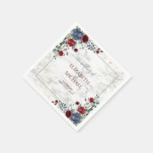 Light Dusty Blue Burgundy Floral Wedding Servet (Hoek)