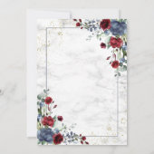 Light Dusty Blue Burgundy Gold Floral Wedding Kaart (Achterkant)