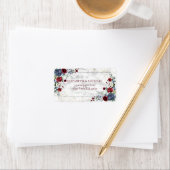 Light Dusty Blue Burgundy Gold Weddenschap Etiket (Insitu)