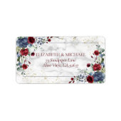 Light Dusty Blue Burgundy Gold Weddenschap Etiket (Voorkant)