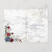 Light Dusty Blue Burgundy Gold Wedding RSVP Uitnodiging Briefkaart (Achterkant)