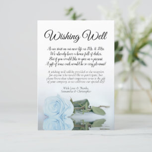 Light Dusty Blue Roos Wedding Wishing Well Poem Informatiekaartje