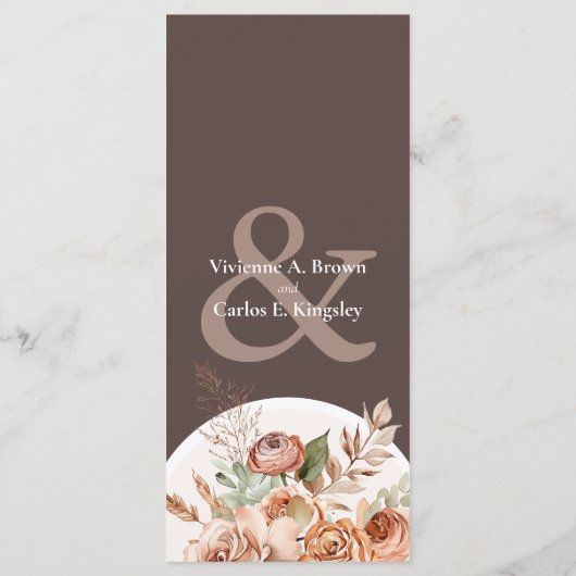 Light Earth Tone Bloemen Rustiek Boho Trouwmenu Programmakaart (Achterkant)
