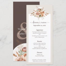 Light Earth Tone Bloemen Rustiek Boho Trouwmenu Programmakaart