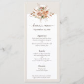 Light Earth Tone Bloemen Rustiek Boho Trouwmenu Programmakaart (Voorkant)