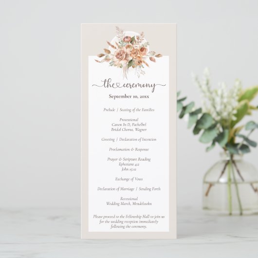 Light Earth Tone Bloemen Rustieke Boho Wedding Par Programmakaart (Staand voorkant)