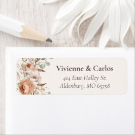 Light Earth Tone Floral Rustic Boho Retouradres Etiket