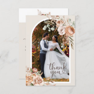 Light Earth Tone Rustieke Boho Bloemen Huwelijk Bedankkaart