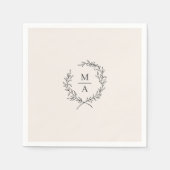 Light Ecru Simple Elegant Laurel Wreatmonogram Servet (Voorkant)