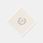 Light Ecru Simple Elegant Laurel Wreatmonogram Servet (Hoek)