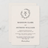 Light Ecru Simple Elegant Monogram Weddenschap Kaart (Voorkant / Achterkant)