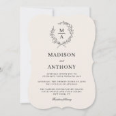 Light Ecru Simple Elegant Monogram Weddenschap Kaart (Voorkant)