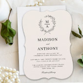 Light Ecru Simple Elegant Monogram Weddenschap Kaart