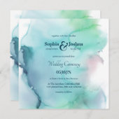 Light Elegant Waterverf Abstract Wedding Kaart (Voorkant / Achterkant)