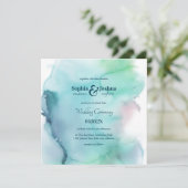 Light Elegant Waterverf Abstract Wedding Kaart (Staand voorkant)