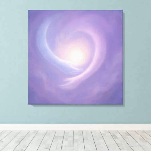 Light Embrace Abstract Spiritual Energy inLavender Canvas Afdruk (Insitu (Houten vloer))