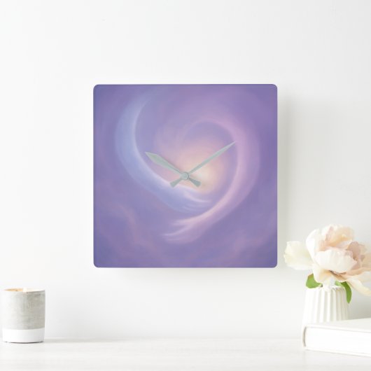 Light Embrace Serene Abstract in Lavender Light Vierkante Klok (Huis)