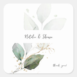 Light Eucalyptus Glow Gold Greenery Vierkante Sticker