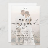 Light Faded Fading Photo Monogram Engagement Party Kaart (Voorkant / Achterkant)