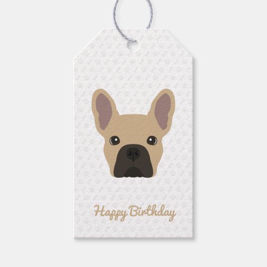 Light Fawn French Bulldog Birthday Cadeaulabel (Voorkant)