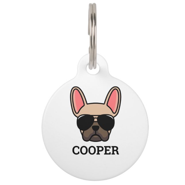 Light Fawn French Bulldog Pet ID Tag Huisdierpenning (Voorkant)