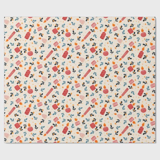 Light Festive Mixed Candles Holiday wrapping paper Cadeaupapier (Vlak)