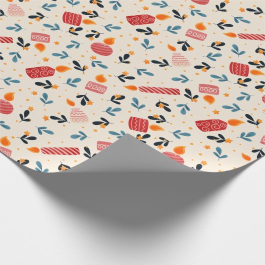 Light Festive Mixed Candles Holiday wrapping paper Cadeaupapier (Hoek)