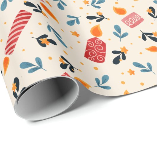 Light Festive Mixed Candles Holiday wrapping paper Cadeaupapier (Rol Hoek)