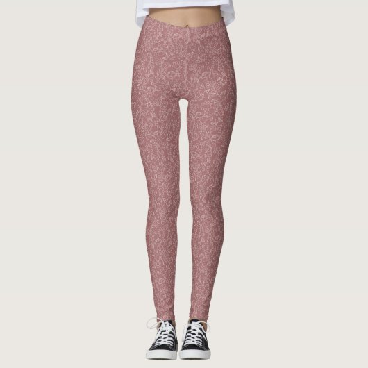 Light Floral Blush Rose Pink Leggings  (Voorkant)