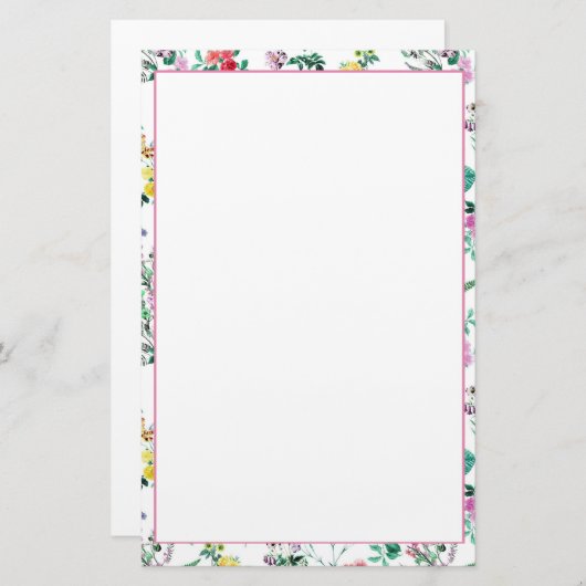 Light Floral Pattern Briefpapier (Voorkant / Achterkant)