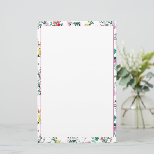Light Floral Pattern Briefpapier (Staand voorkant)