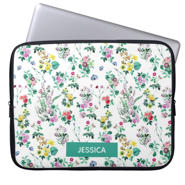 Light Floral Pattern-laptop op maat Laptop Sleeve (Voorkant)