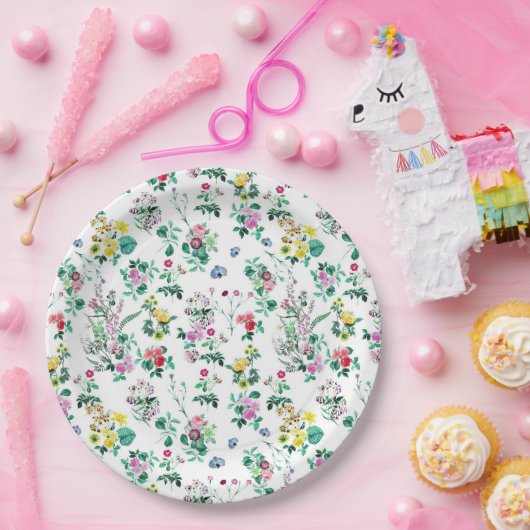 Light Floral Pattern Papieren Bordje (Feest)