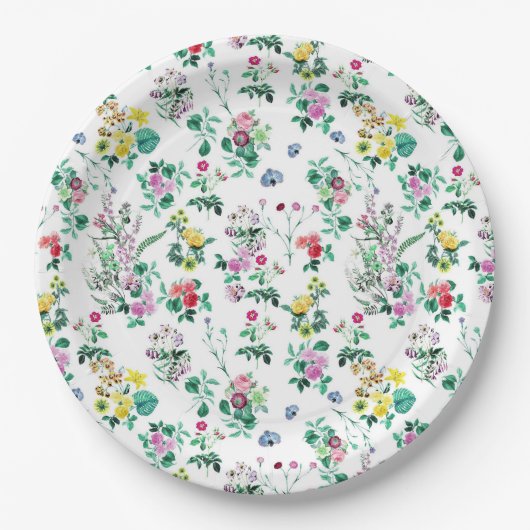 Light Floral Pattern Papieren Bordje (Voorkant)