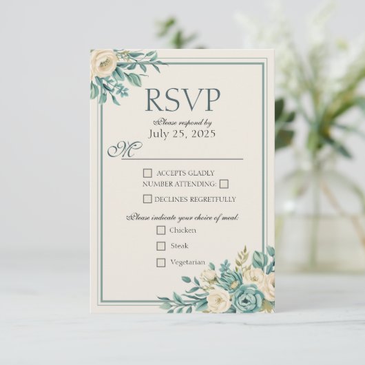 Light Formal Floral Response Kaart (Staand voorkant)