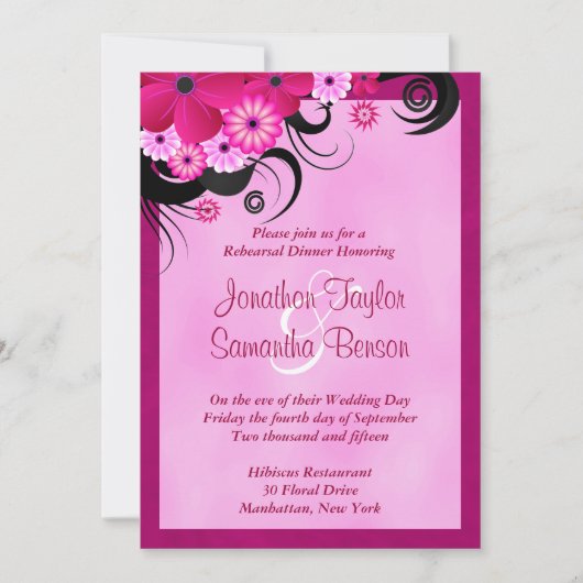 Light Fuchsia 5x7 Wedding Rehearsal Dinner Invitae Kaart (Voorkant)