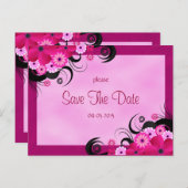 Light Fuchsia Floral Save the Date Notice Briefkaart (Voorkant / Achterkant)
