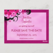 Light Fuchsia Floral Save the Date Notice Briefkaart (Achterkant)
