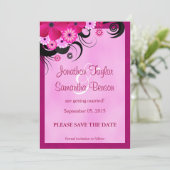 Light Fuchsia Floral Save the Date Notice Kaart (Staand voorkant)
