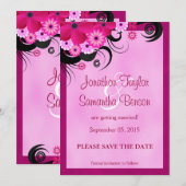 Light Fuchsia Floral Save the Date Notice Kaart (Voorkant / Achterkant)