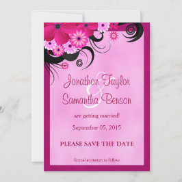 Light Fuchsia Floral Save the Date Notice Kaart