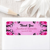 Light Fuchsia Floral Small Wedding Favor Labels (Insitu)