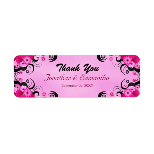 Light Fuchsia Floral Small Wedding Favor Labels (Voorkant)