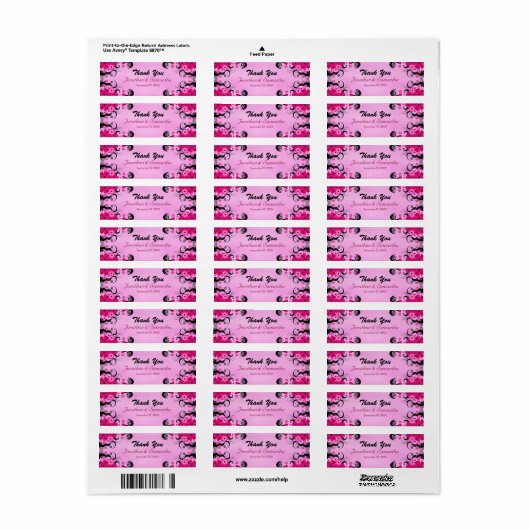Light Fuchsia Floral Small Wedding Favor Labels (Full Sheet)