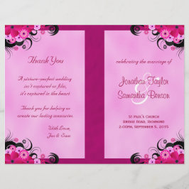 Light Fuchsia Floral Wedding Program Sjablonen